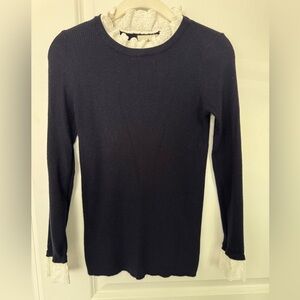 Tuckernuck Blue Lace Collar Ribbed Sweater